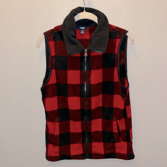 Red Buffalo Plaid Red Black Fleece Vest Red Black Fall Ready! Women’s Size XL - Picture 1 of 8